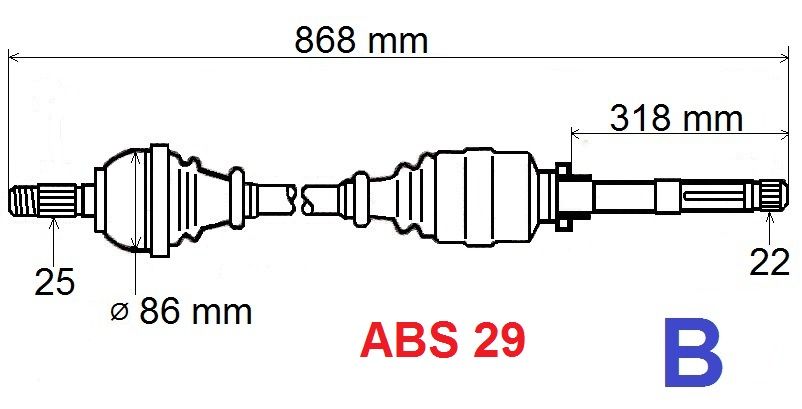 T5592 Z1 PÓŁOŚ NAP.C BERLINGO,XSARA ABS29 PRAWA